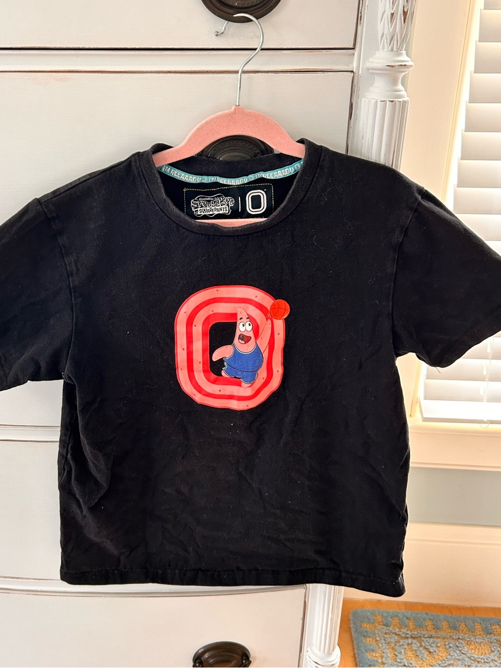 Overtime x SpongeBob Nickelodeon Black Tee with Red and Blue Patrick Graphic